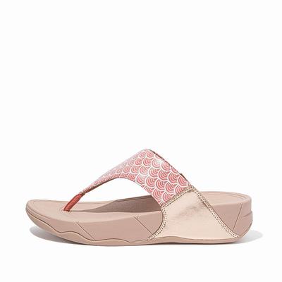 Fitflop Lulu Wave Print Toe-Post - Sandalen Damen - Rosa (YEV365079)